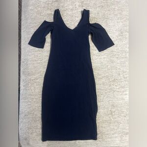 Papaya Navy Cold Shoulder Midi Dress